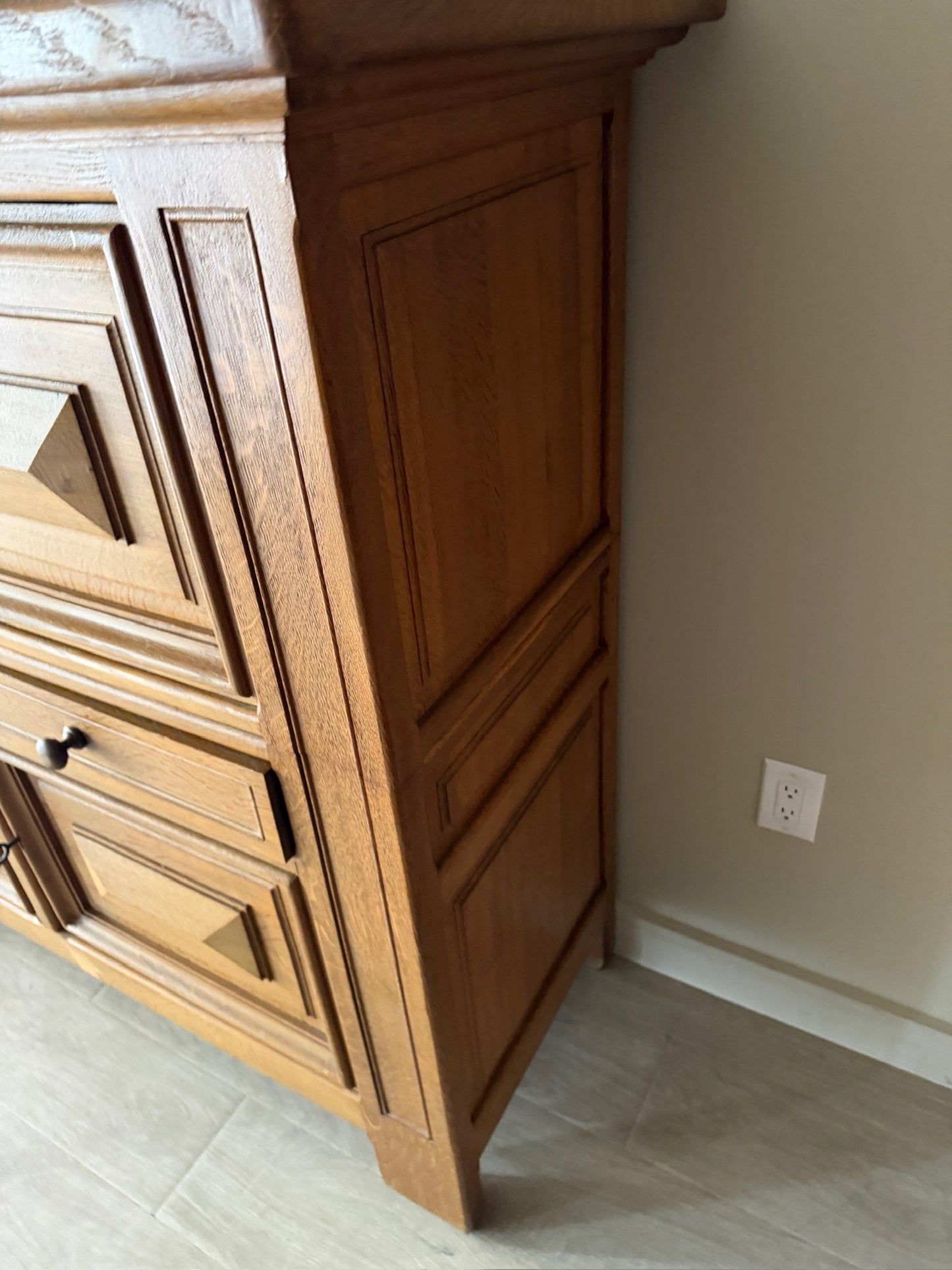 Brutalist Dutch oak two piece sideboard