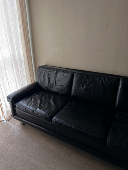 Danish black leather sofa