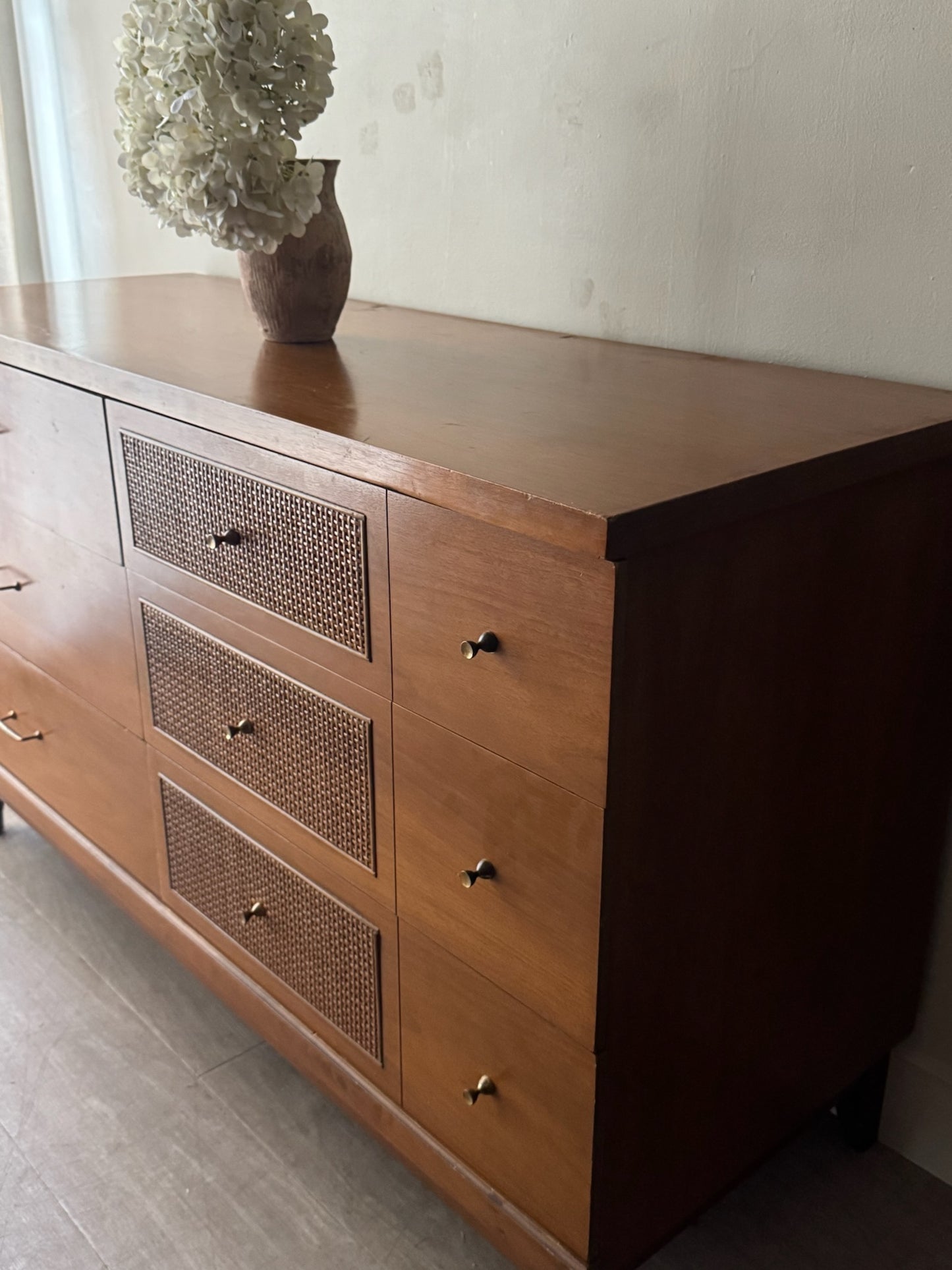 Walnut 6 drawer dresser