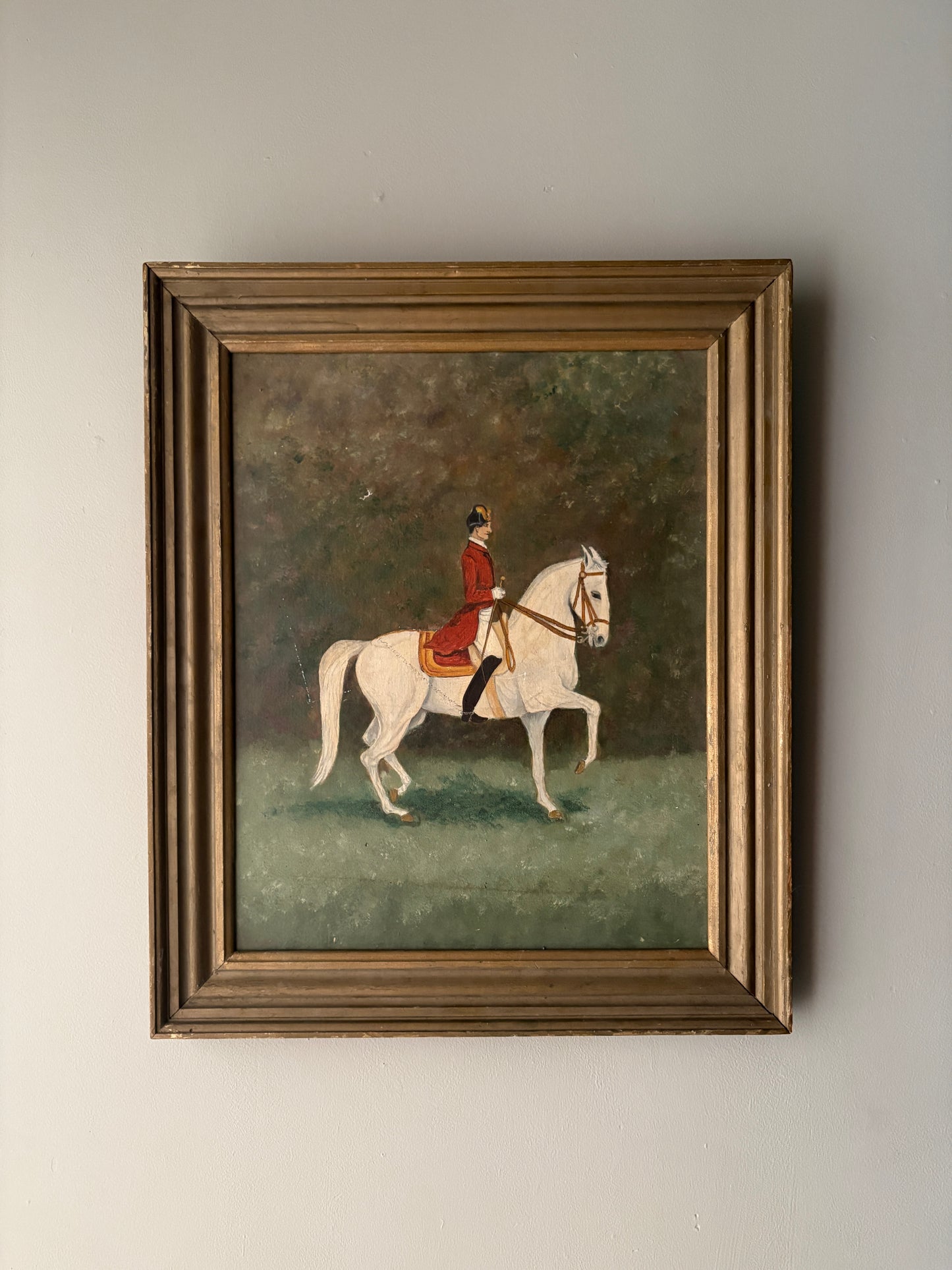 Equestrian portrait. Signed on back.