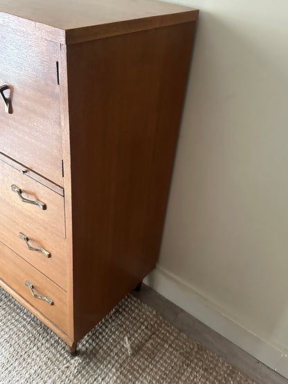Walnut Tallboy with brass handles