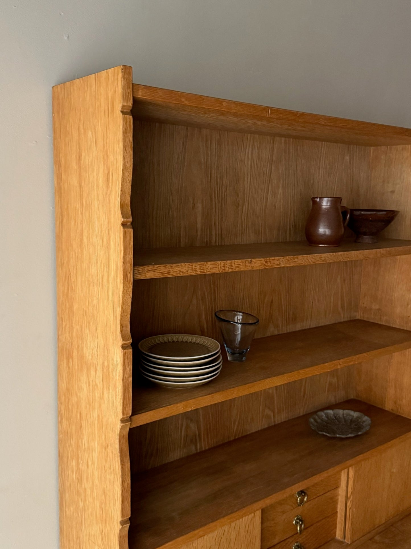 Danish oak secretary bookcase