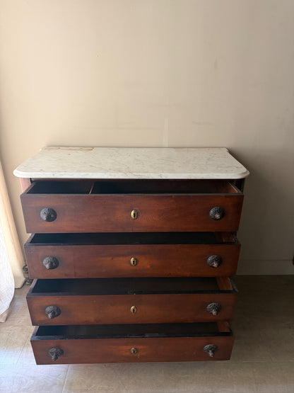 Victorian marble top walnut dresser