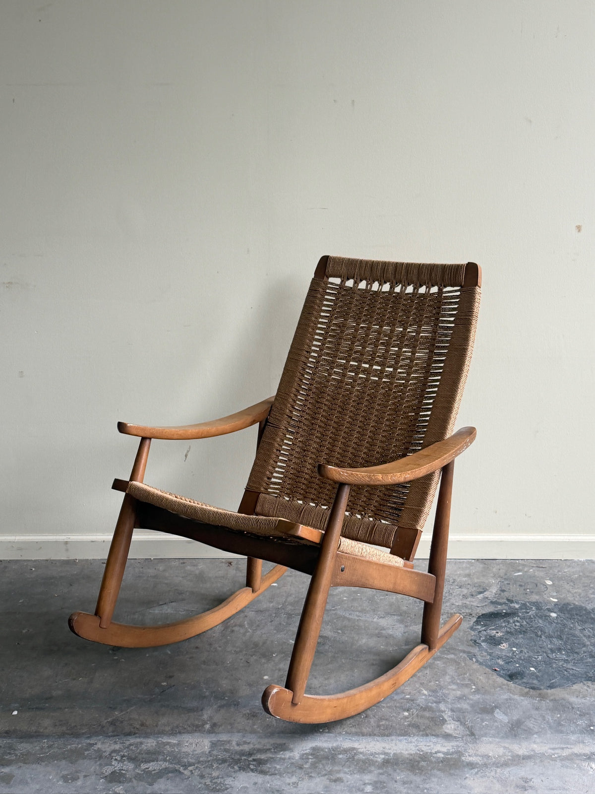 Maple twisted cord rocking chair