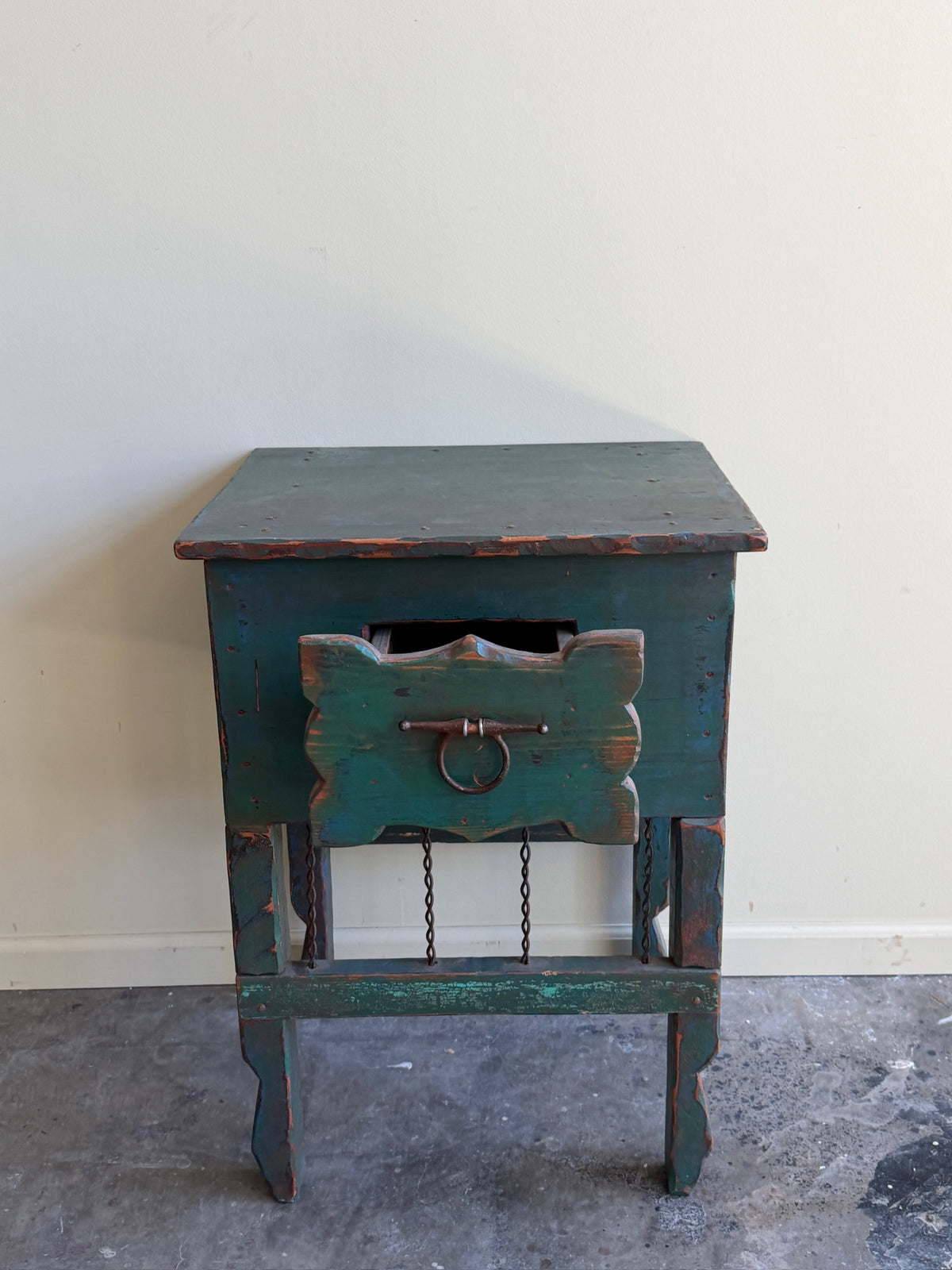 Green painted pine side table