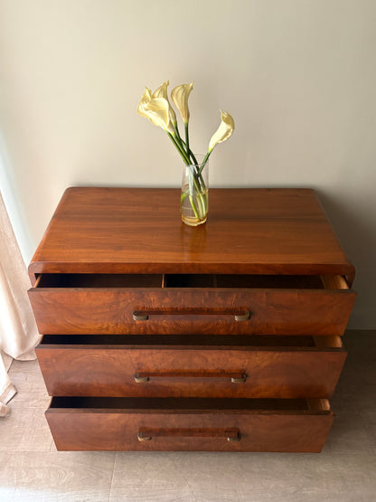 Deco walnut 3 drawer dresser