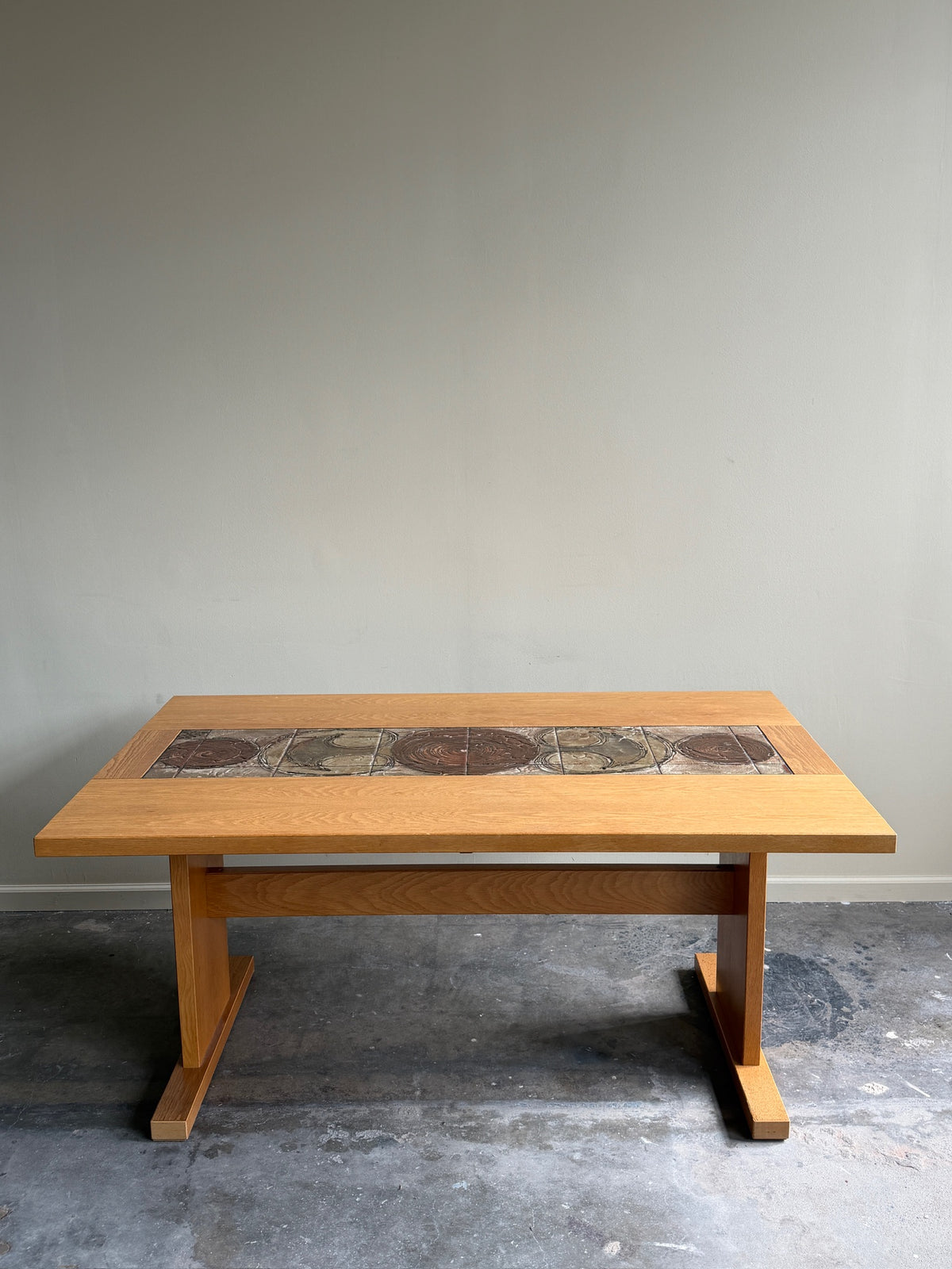 Poul Hermann Poulsen for Gangso Mobler Danish oak & tile dining table with extensions