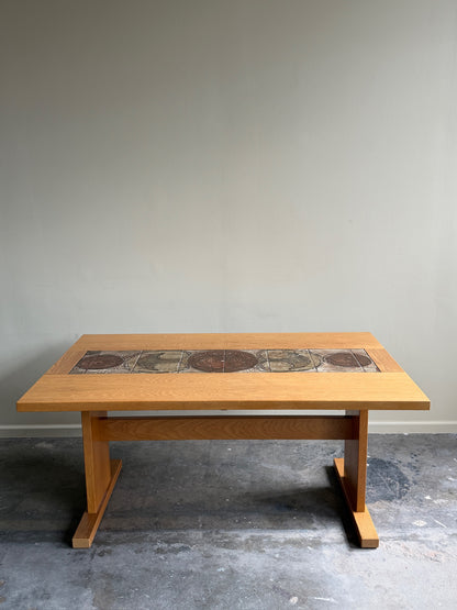 Poul Hermann Poulsen for Gangso Mobler Danish oak & tile dining table with extensions