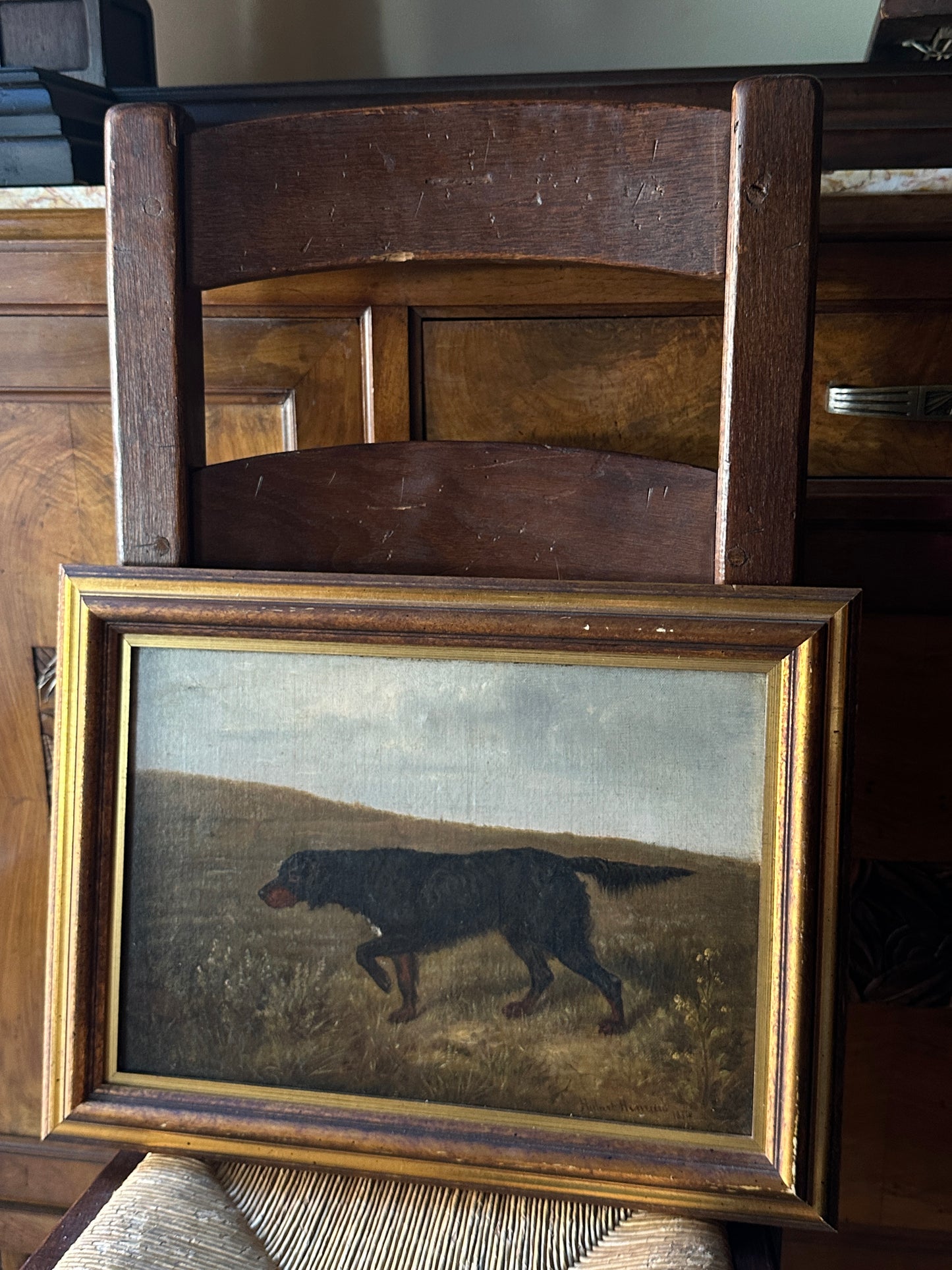 19th c. oil on canvas by Hubert Henrad 1886