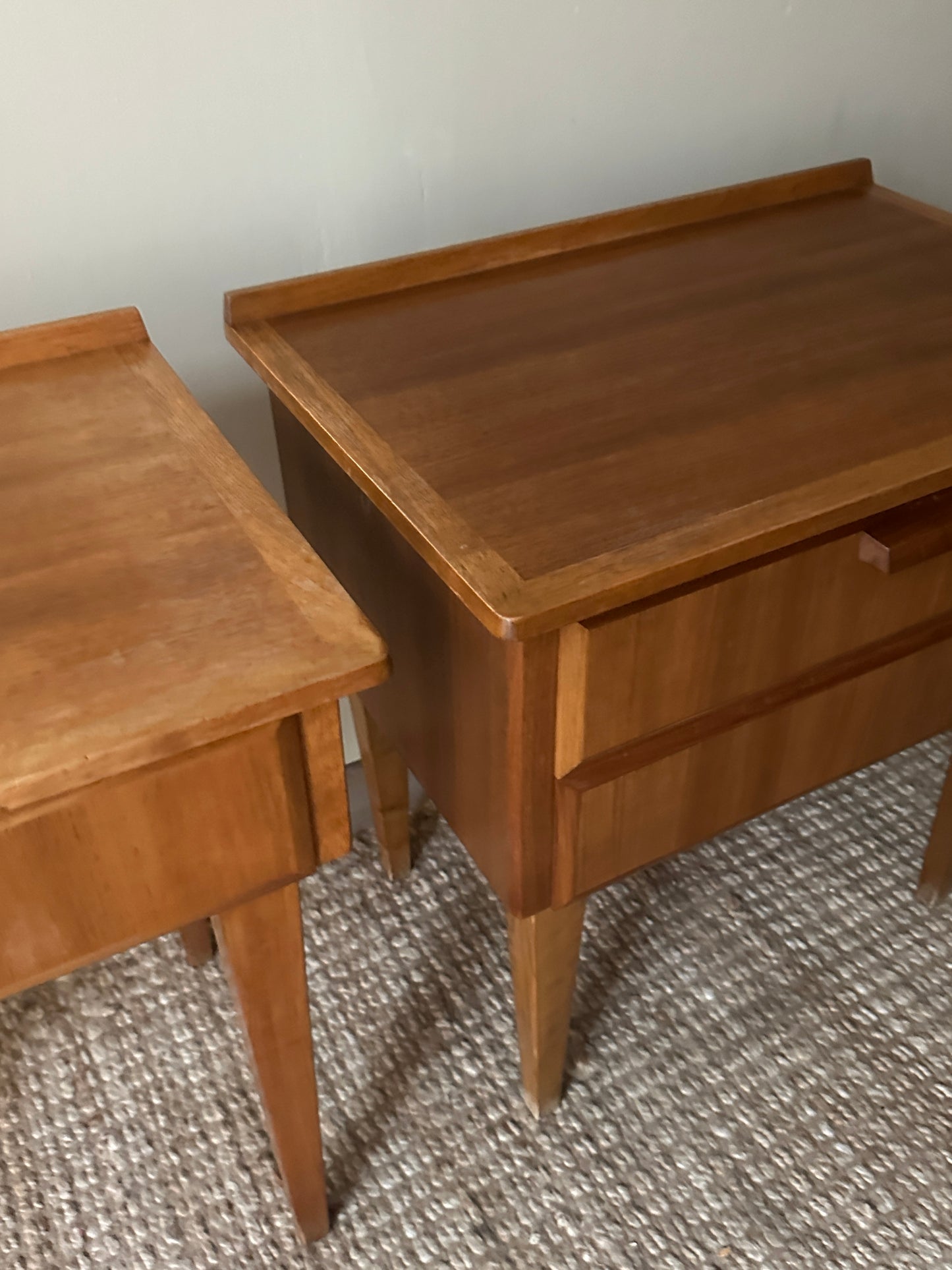 Danish walnut bedside table (right).