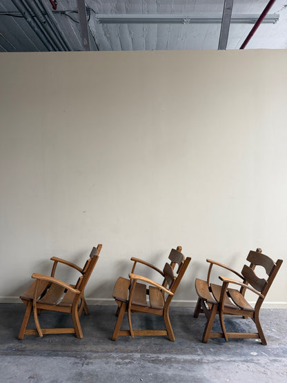AWA Almelo Dutch oak armchairs. Sold individually.