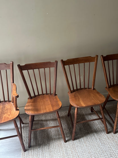 Set of 6 dining chairs. 5 armless, 1 captain. Sold as a set.