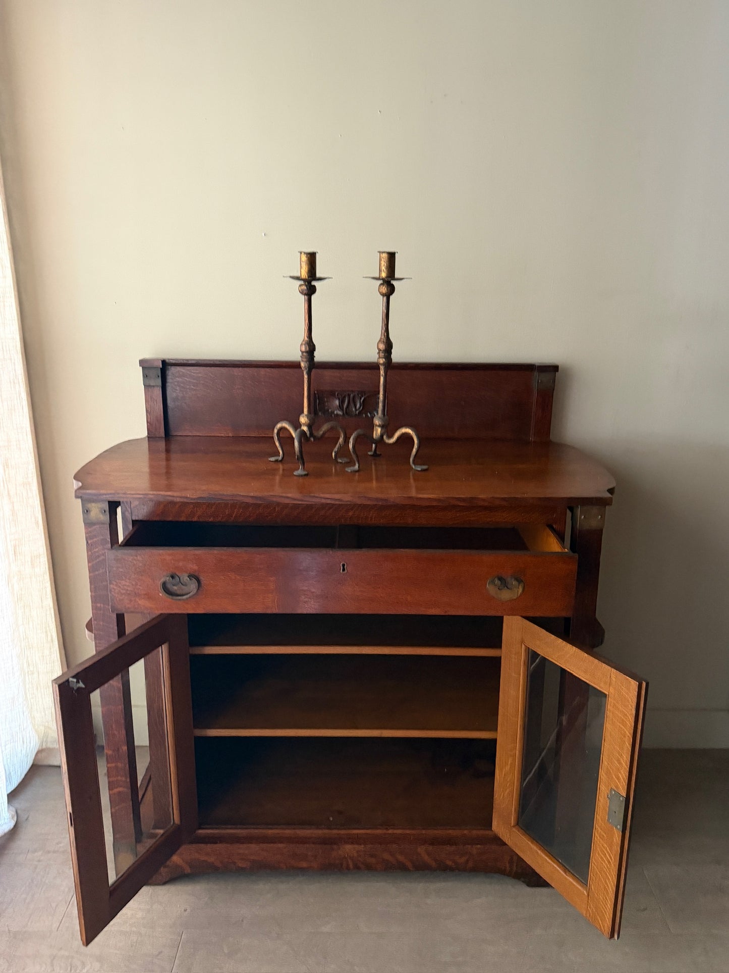 English Arts & Crafts carved oak server