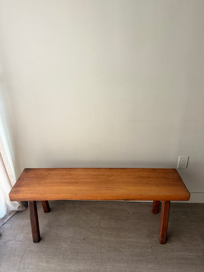 Pine slab bench