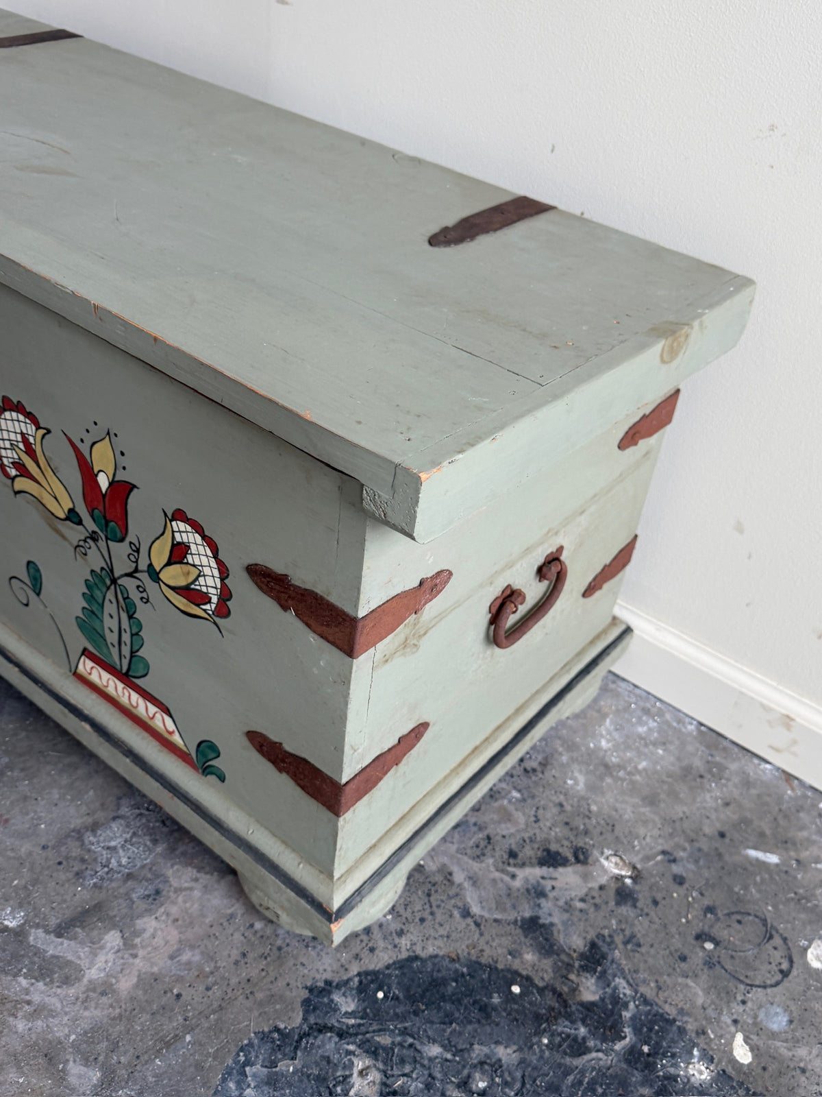 Painted pine chest