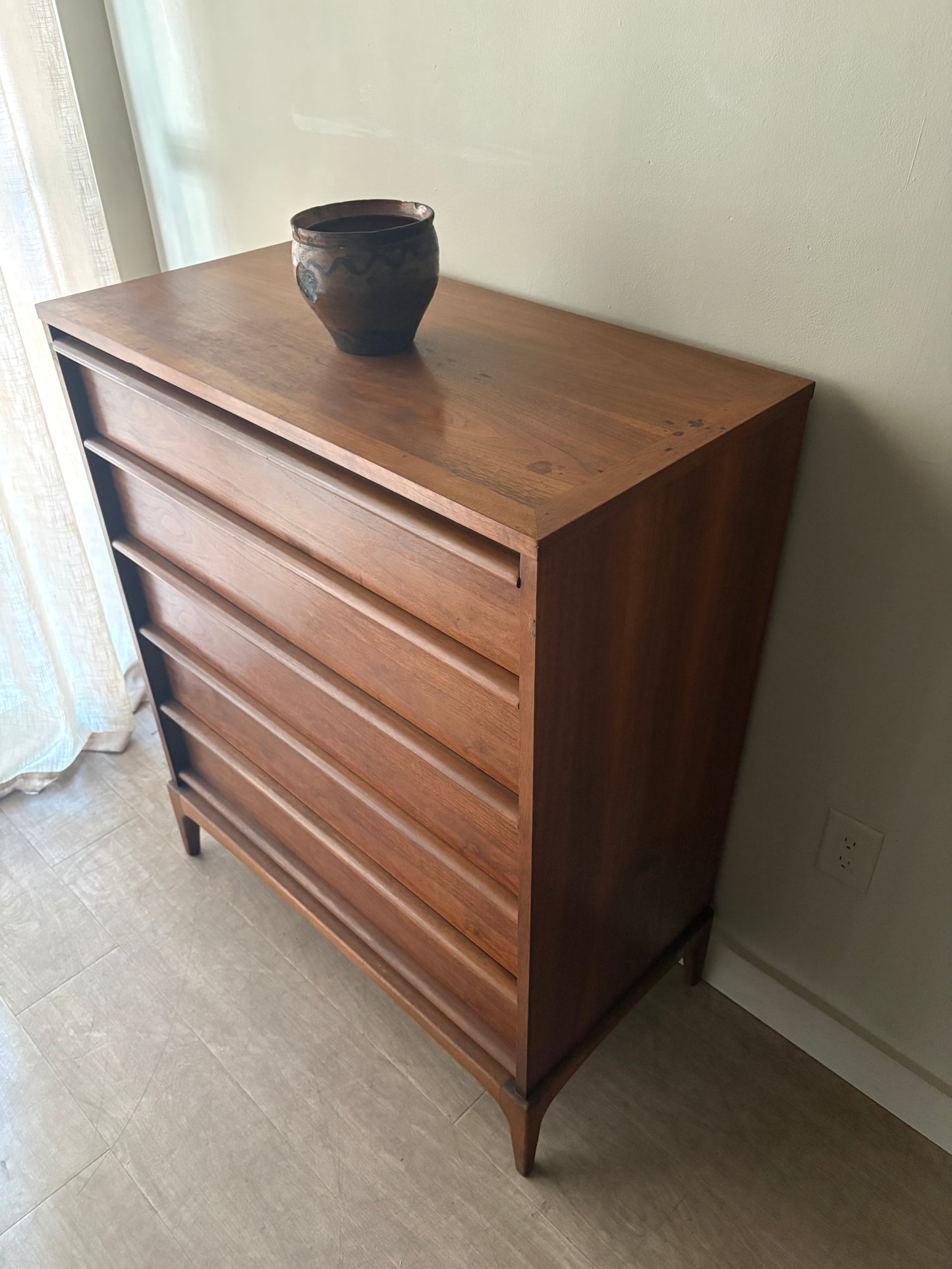Lane walnut tallboy dresser