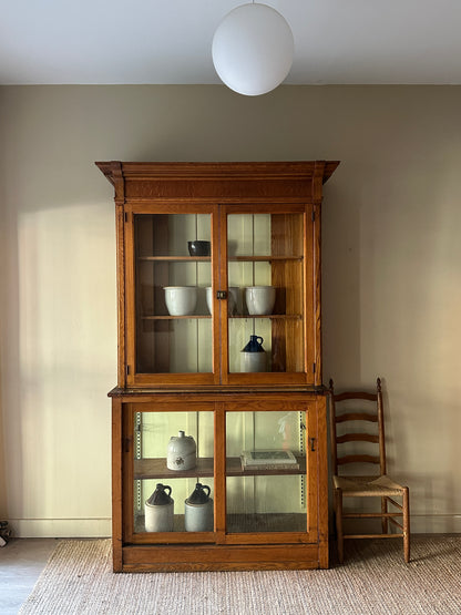 Two piece oak display case