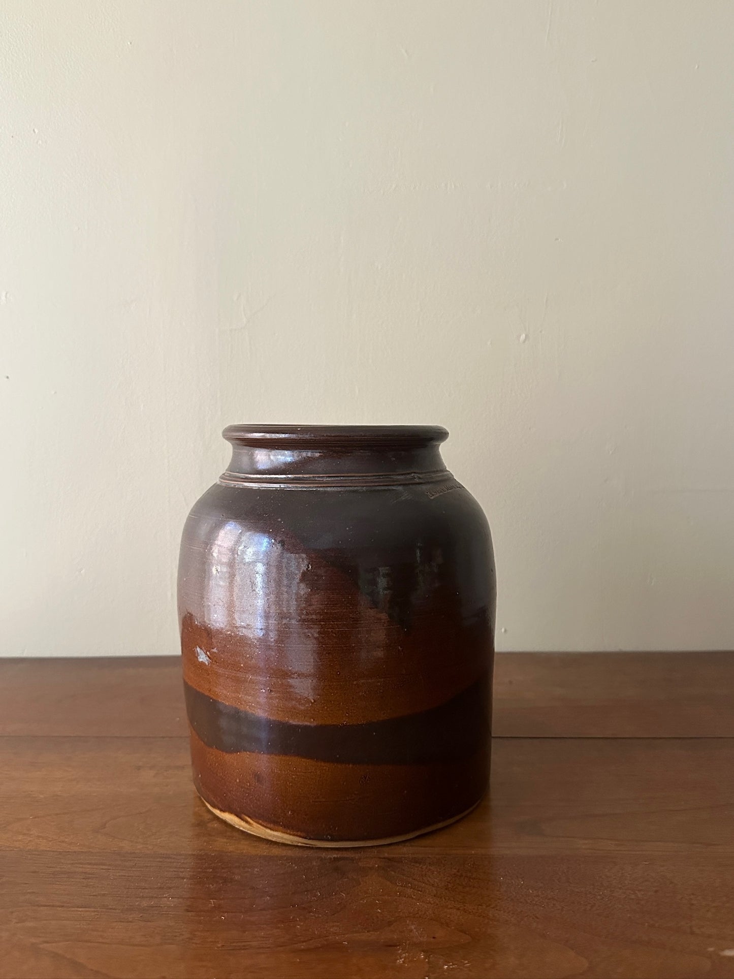 Brown stoneware vase