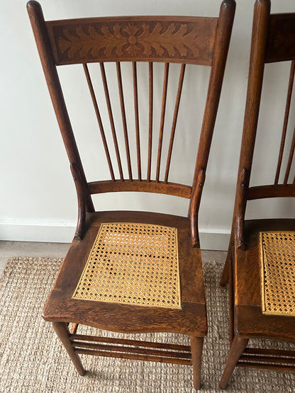 Victorian cane seat chairs. Sold individually.