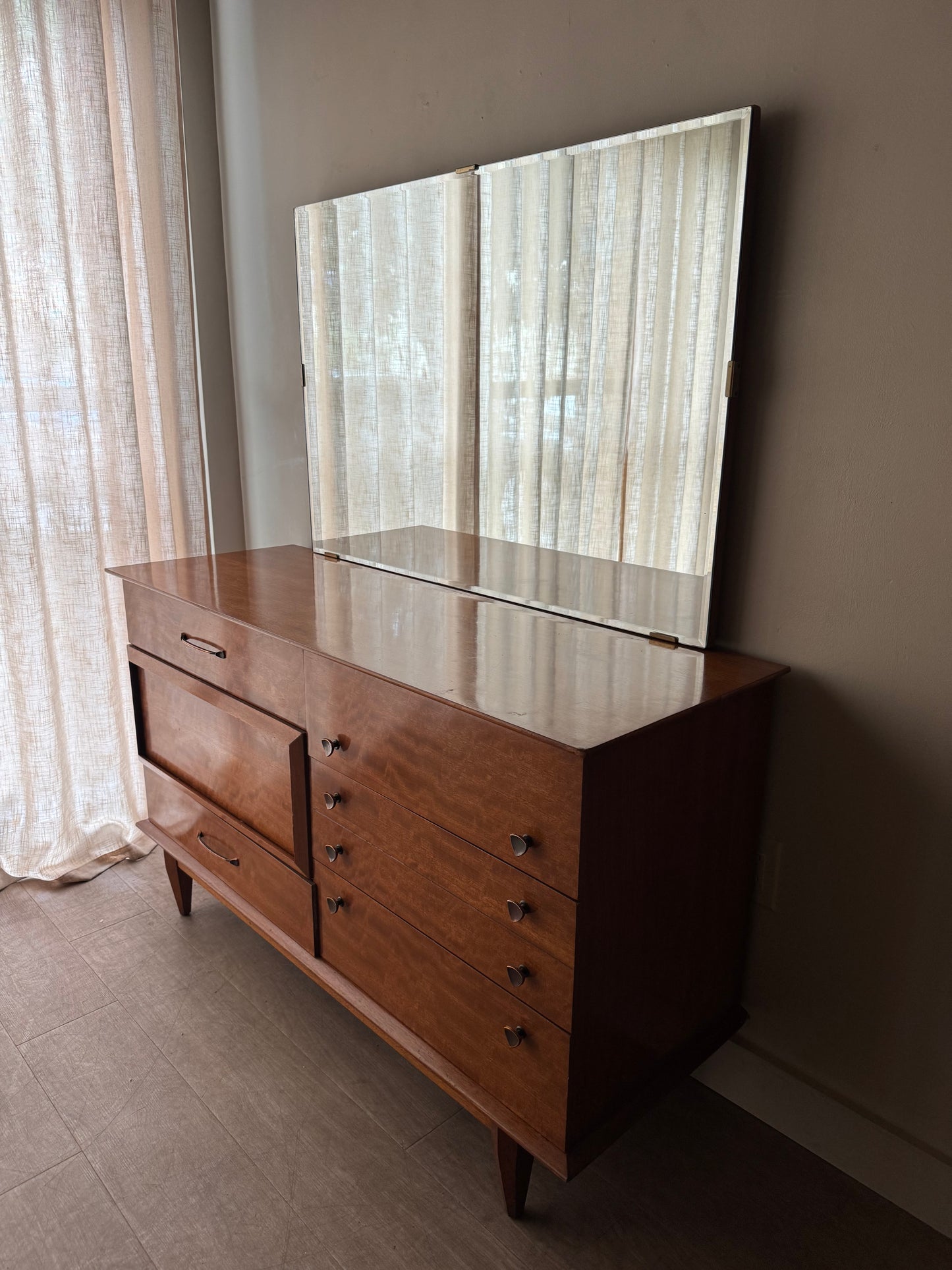 Walnut Dresser with Mirror