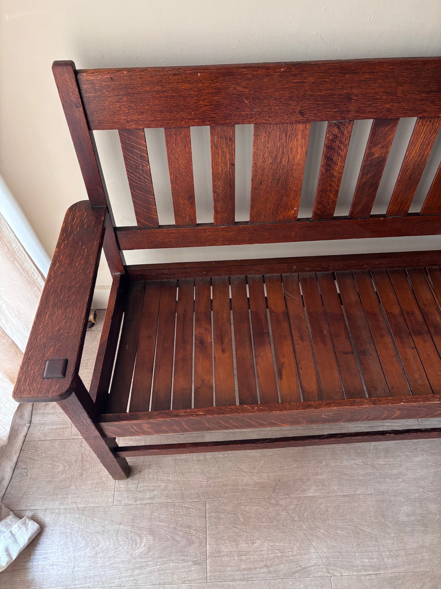 Arts & Crafts slatted bench