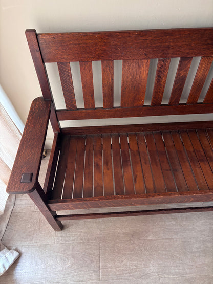 Arts & Crafts slatted bench