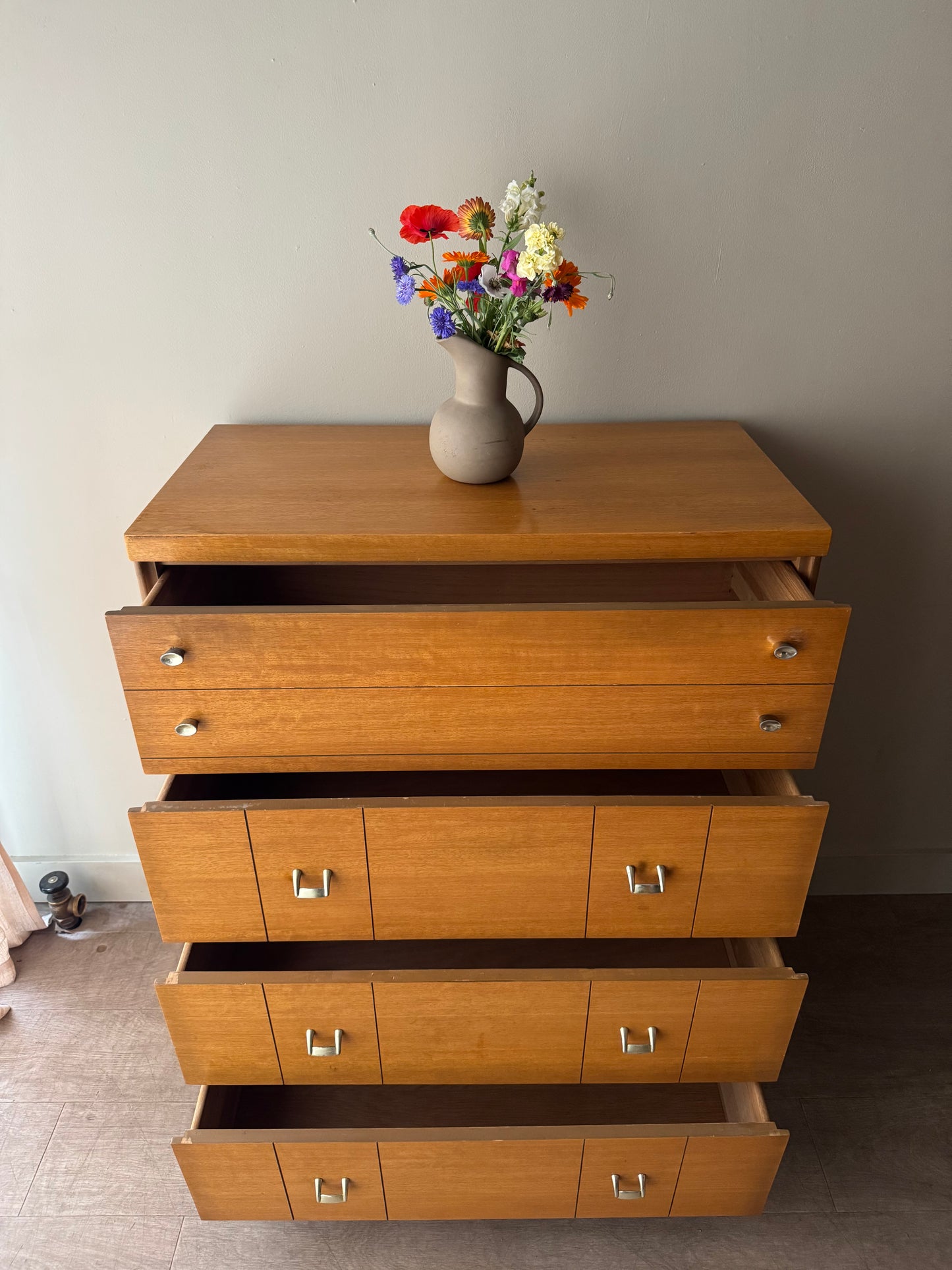 Walnut Dresser with Silver pulls