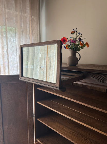 Golden oak cupboard with mirror