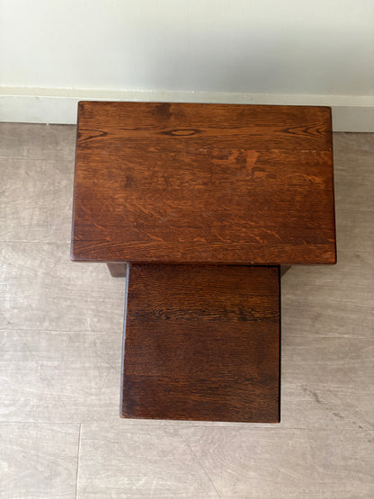 Belgian Brutalist oak nesting tables