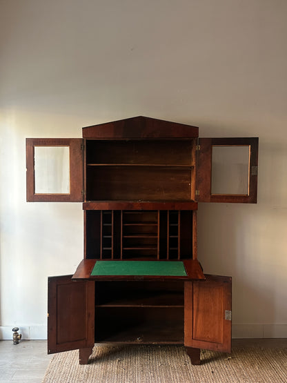 Burled mahogany secretary cabinet