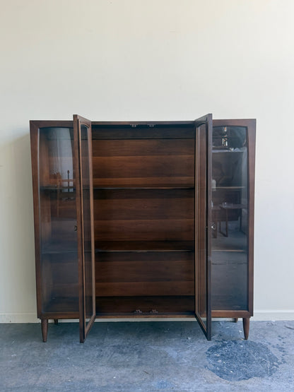 Broyhill walnut display cabinet