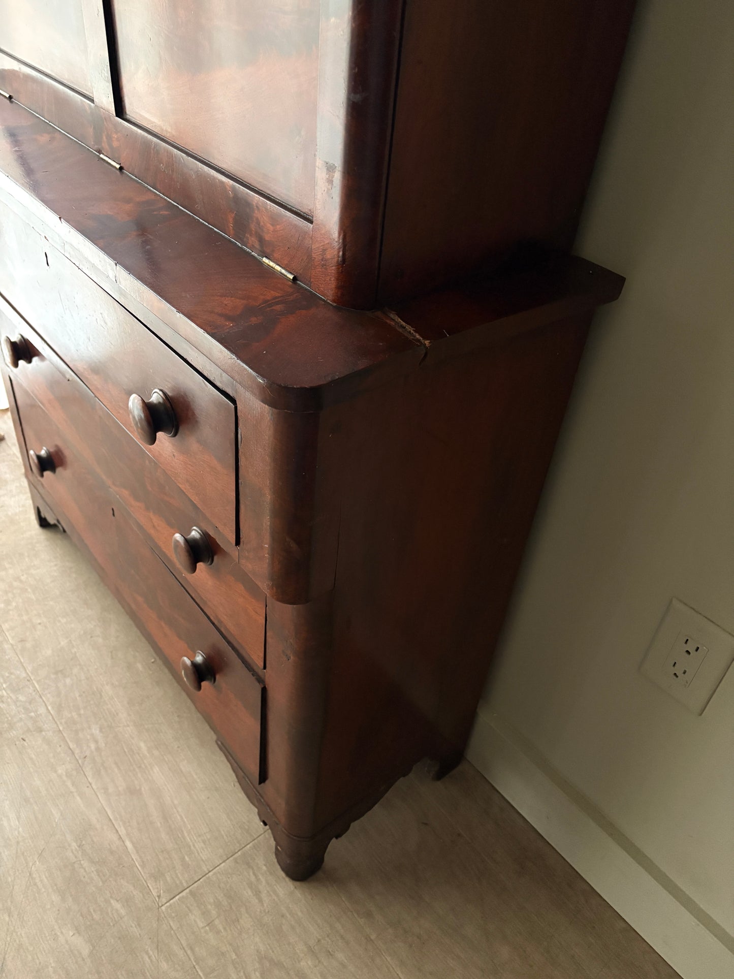Empire mahogany secretary hutch