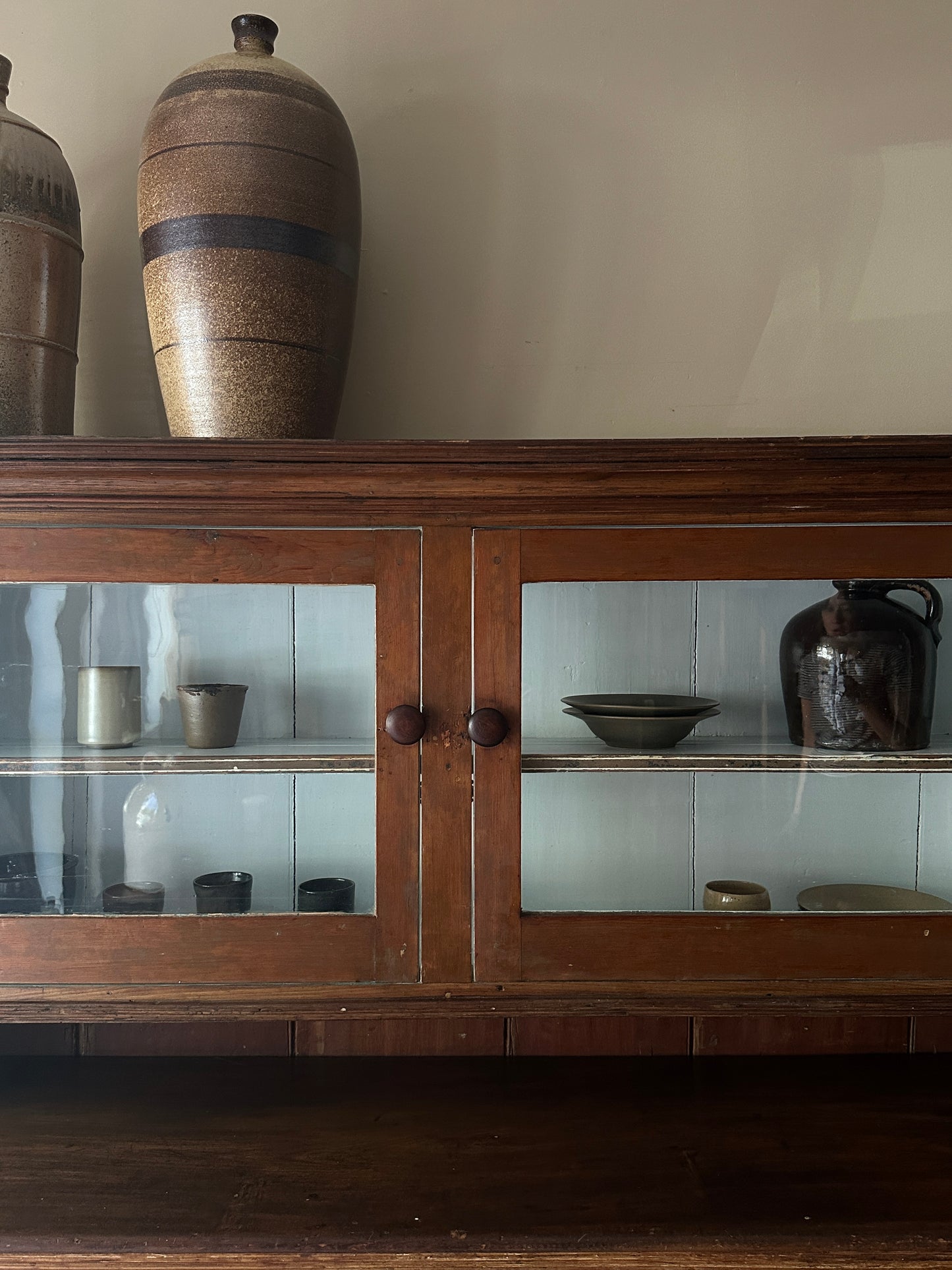 Pennsylvania Dutch two piece pine cupboard