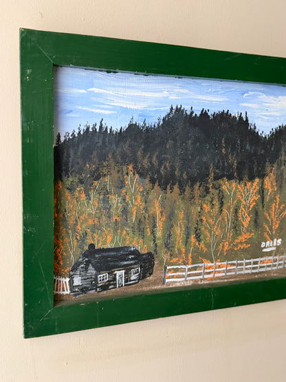 Cabin landscape. Signed.