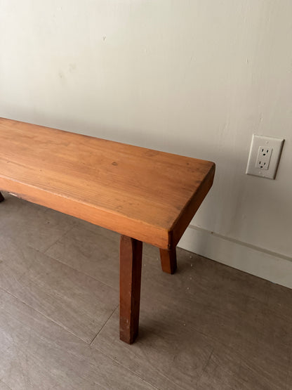 Pine slab bench