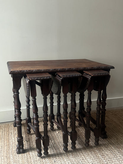 Jacobean carved oak nesting tables