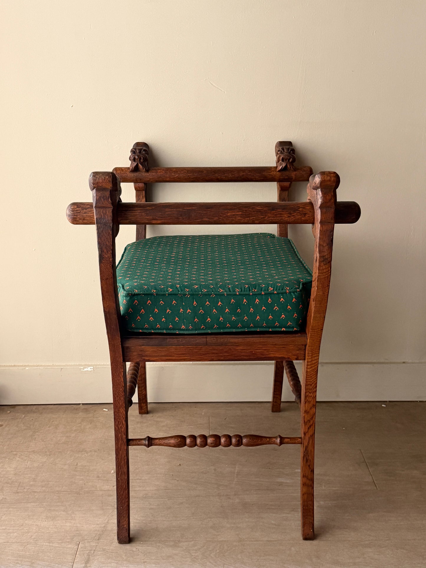 Oak griffin carved vanity stool