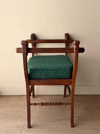Oak griffin carved vanity stool