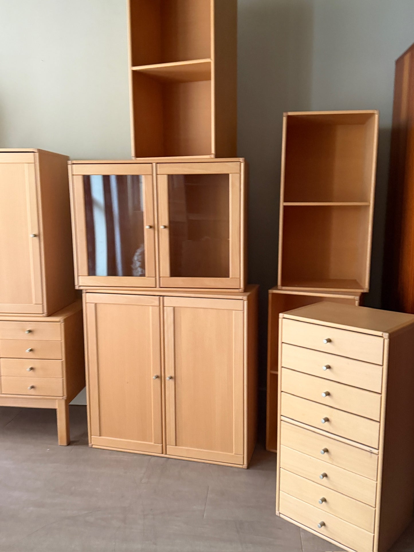 Caso “Rimme” Danish beech 12 piece modular wall unit
