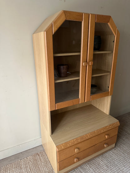 Two piece oak hutch