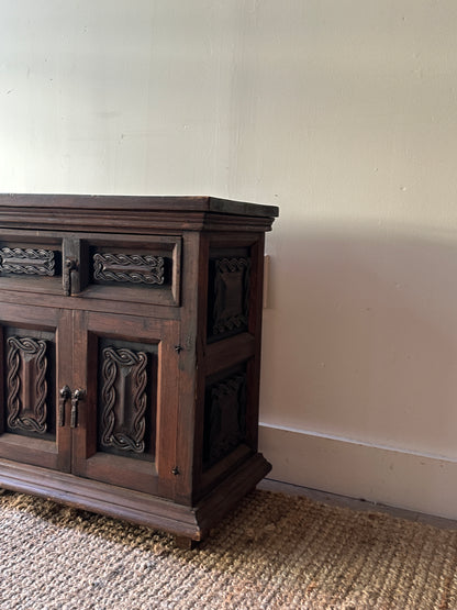 Carved oak side table