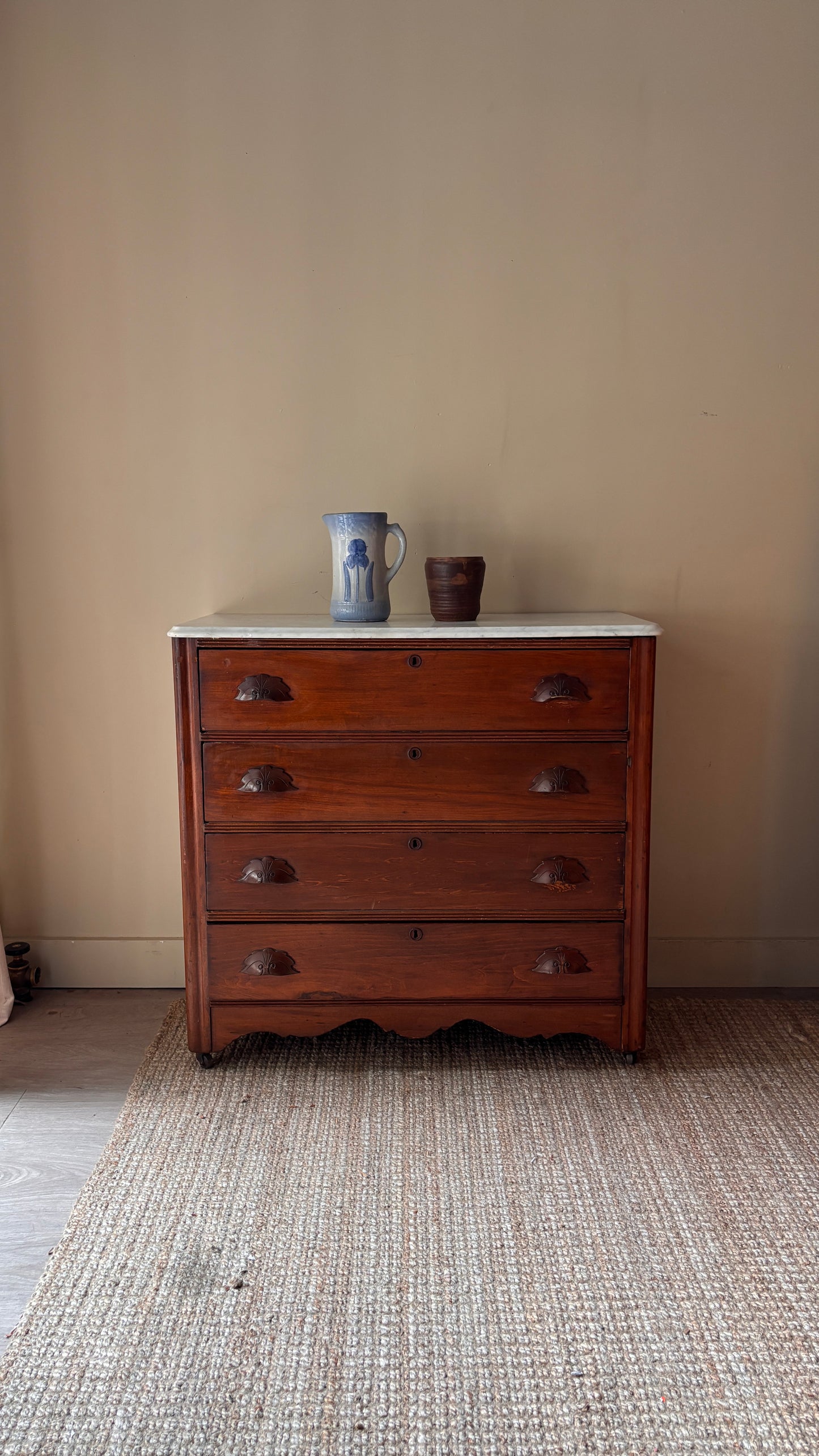 Marble top pine dresser
