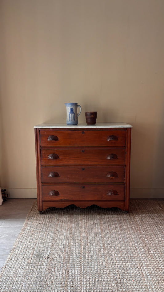 Marble top pine dresser