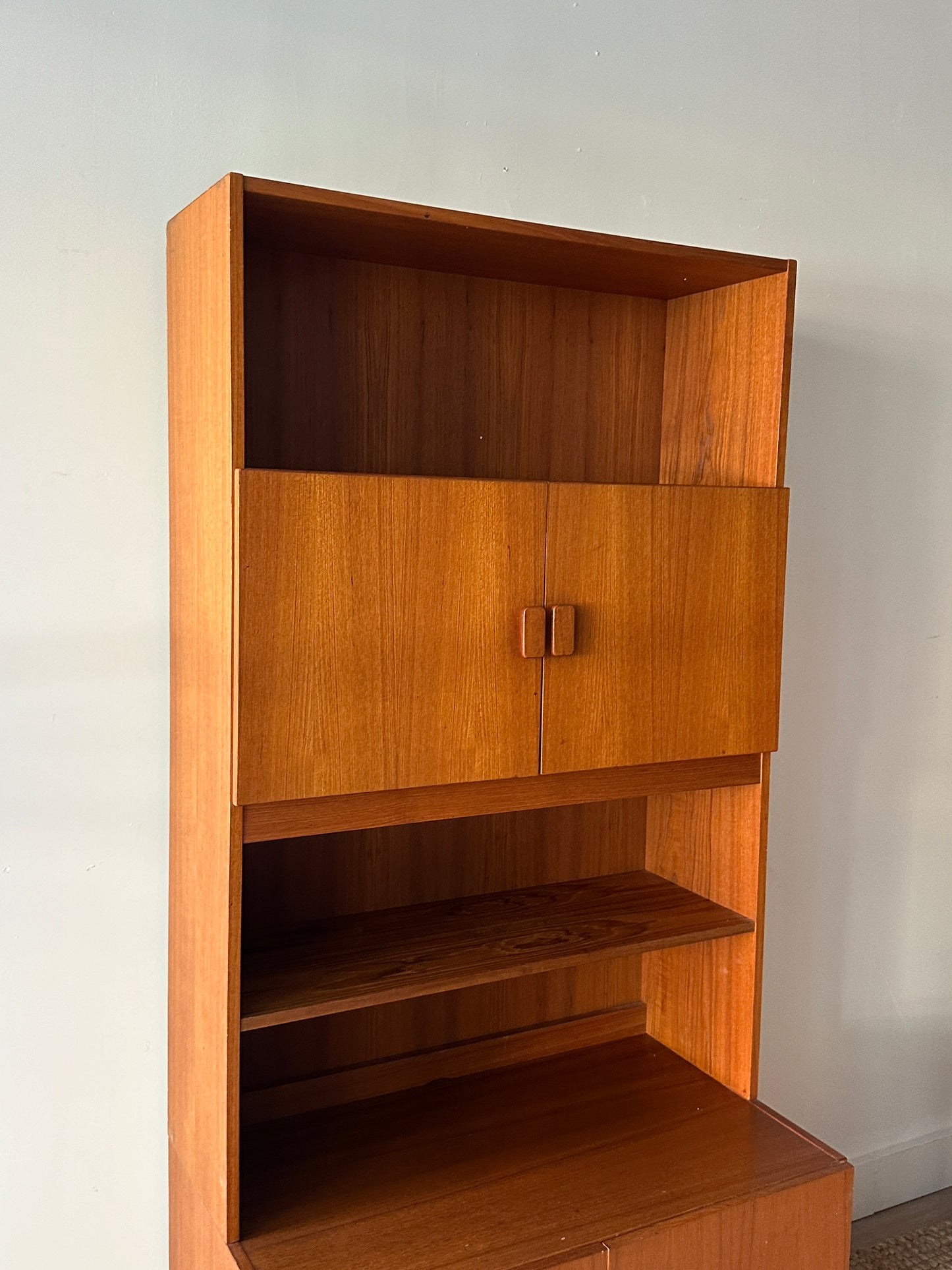 Danish two piece teak hutch