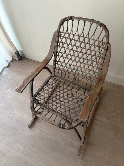 Bentwood rawhide ice fishing rocking chair