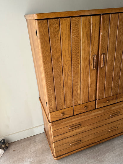 Broyhill oak linen press