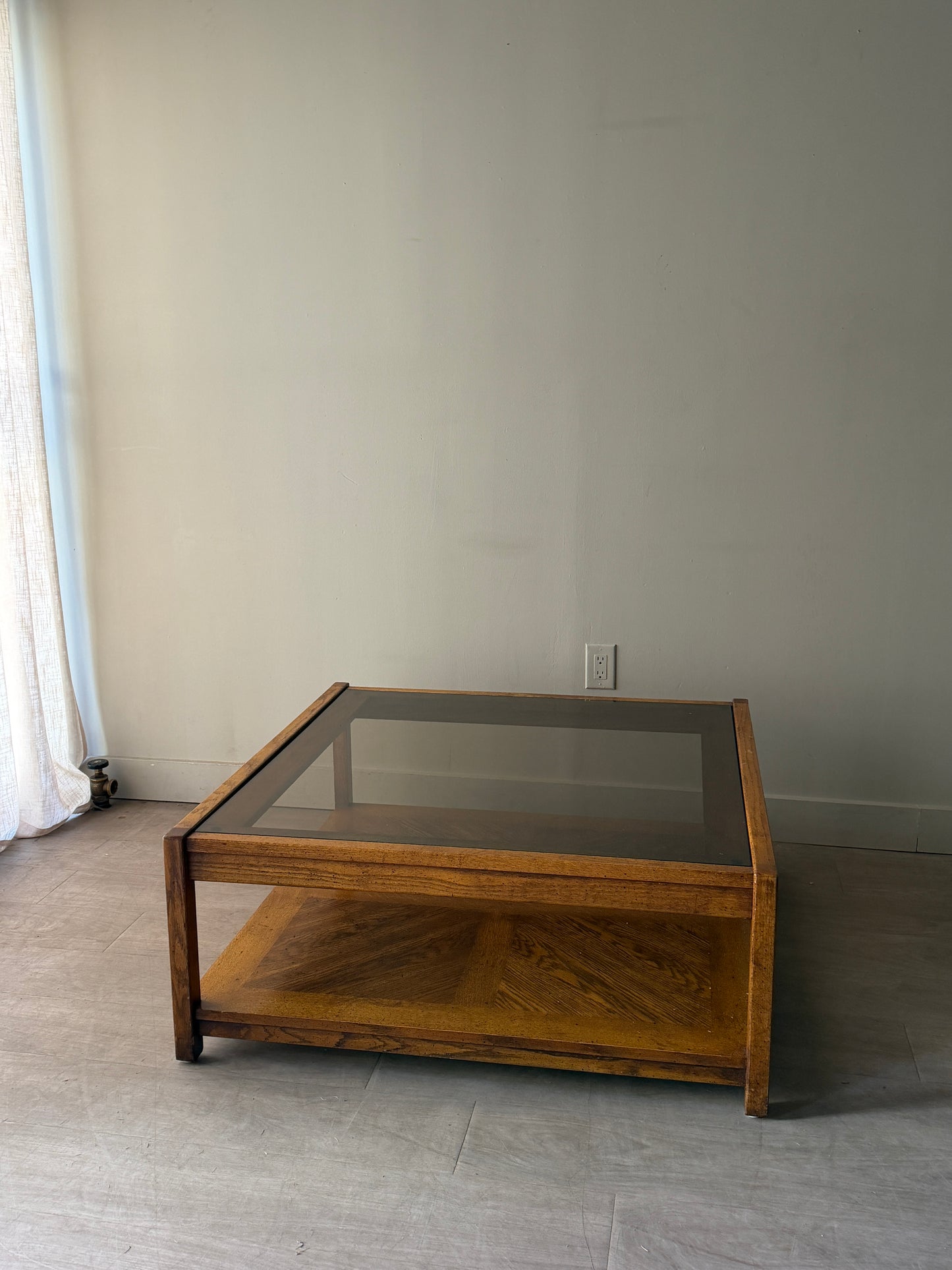 Oak and smoked glass coffee table