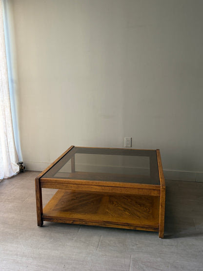 Oak and smoked glass coffee table