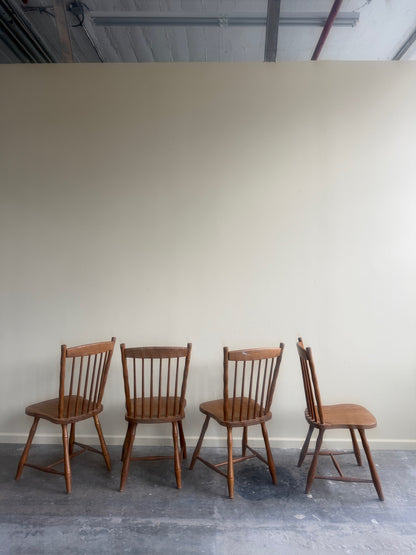 Maple dining chairs. Sold in pairs.