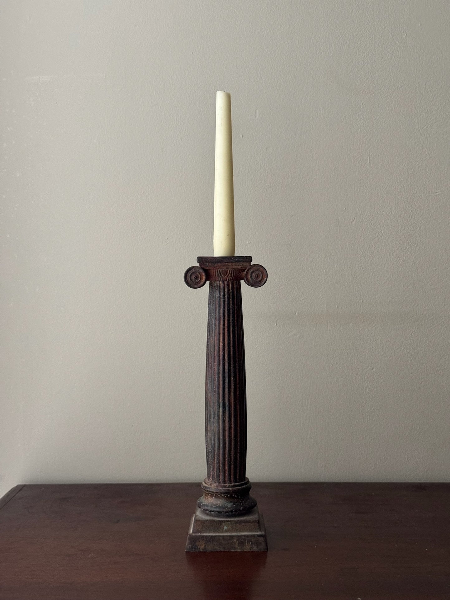 Bronze neoclassical column candlestick